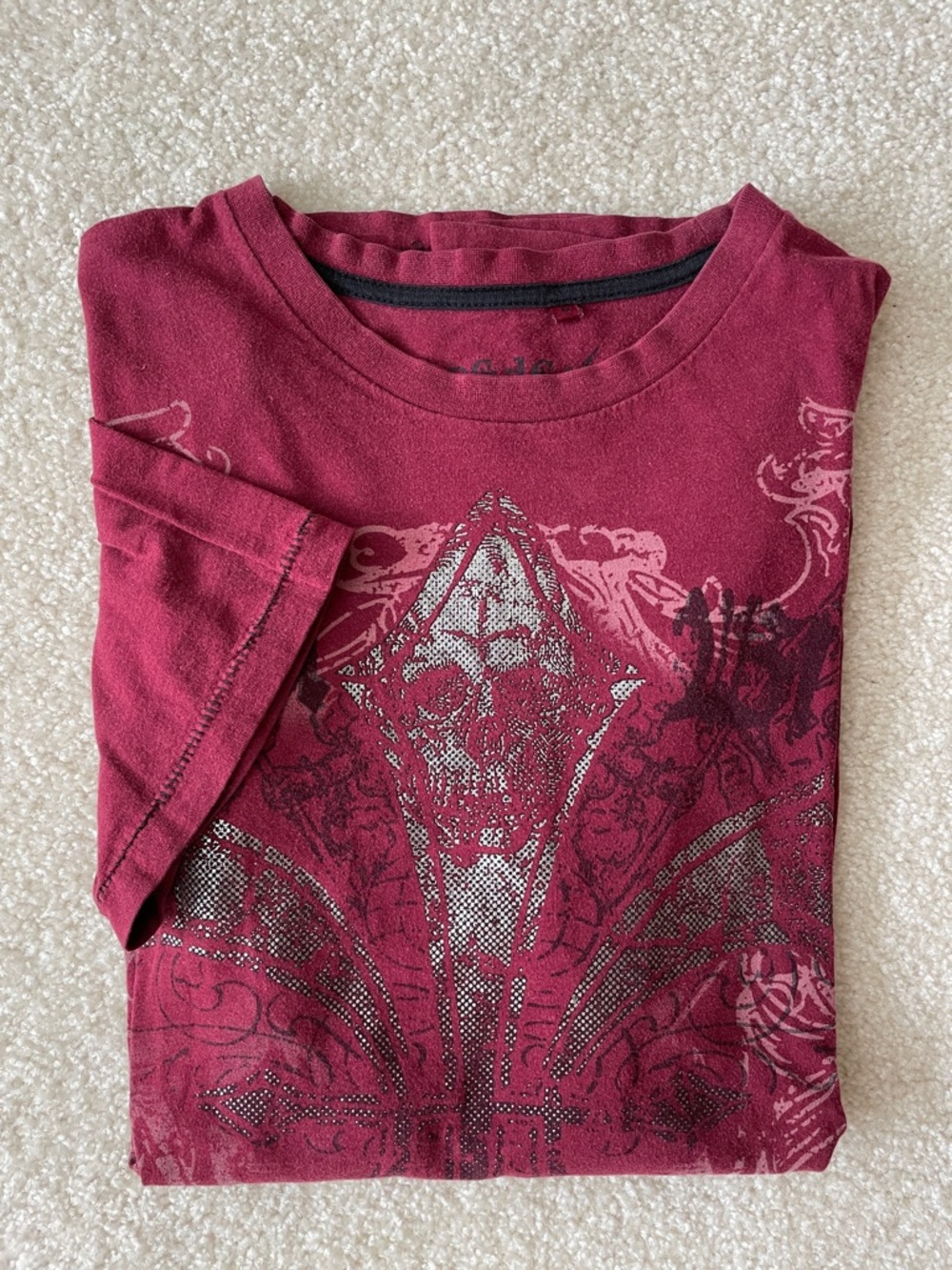 Pepe Deans Vintage Y2K Affliction Style Burgundy Graphic T-Shirt Men’s Medium